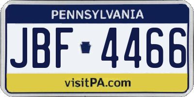 PA license plate JBF4466