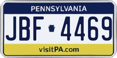 PA license plate JBF4469