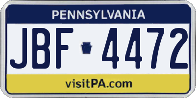 PA license plate JBF4472