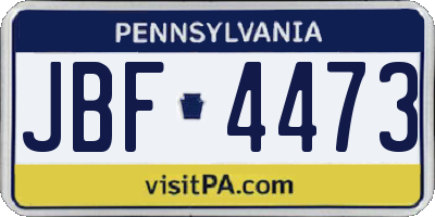 PA license plate JBF4473