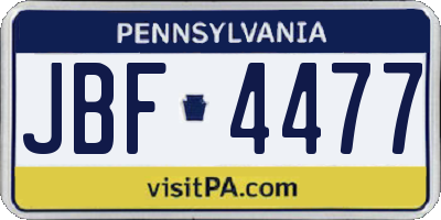 PA license plate JBF4477