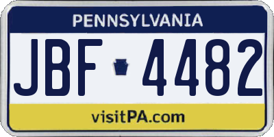 PA license plate JBF4482