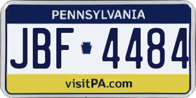 PA license plate JBF4484