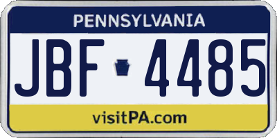 PA license plate JBF4485