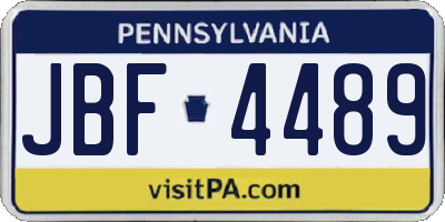 PA license plate JBF4489