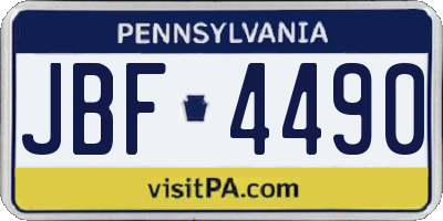 PA license plate JBF4490