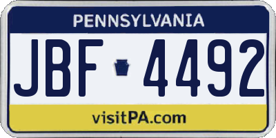 PA license plate JBF4492