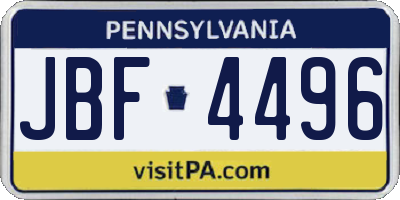 PA license plate JBF4496