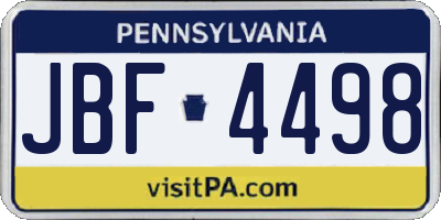 PA license plate JBF4498