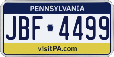 PA license plate JBF4499