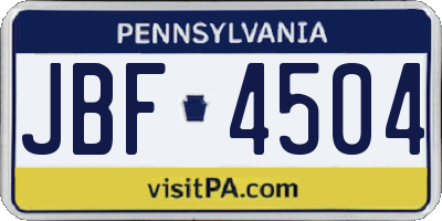 PA license plate JBF4504