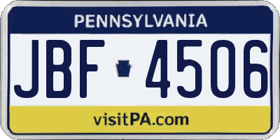 PA license plate JBF4506