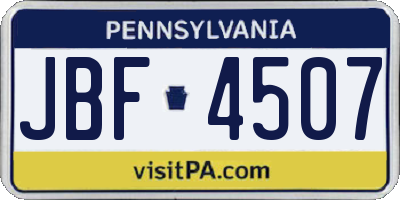 PA license plate JBF4507