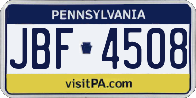 PA license plate JBF4508