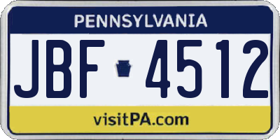 PA license plate JBF4512