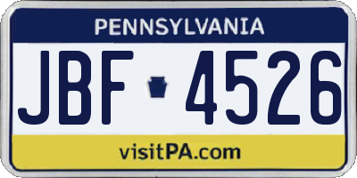 PA license plate JBF4526