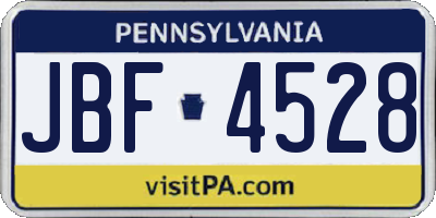 PA license plate JBF4528