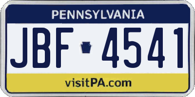 PA license plate JBF4541