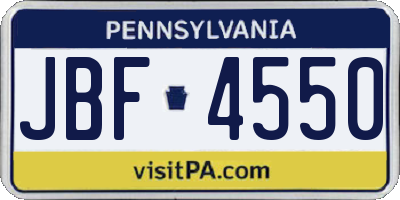 PA license plate JBF4550