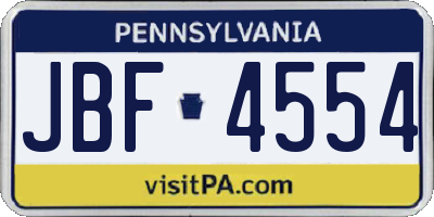 PA license plate JBF4554