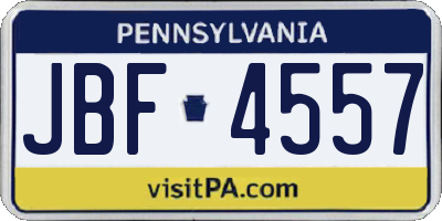 PA license plate JBF4557