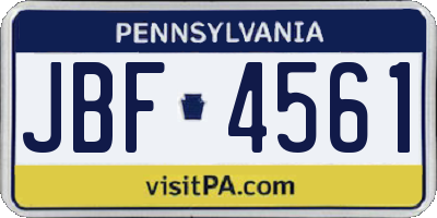 PA license plate JBF4561