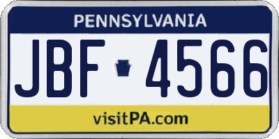 PA license plate JBF4566