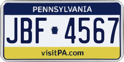 PA license plate JBF4567