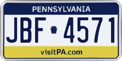 PA license plate JBF4571