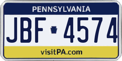 PA license plate JBF4574