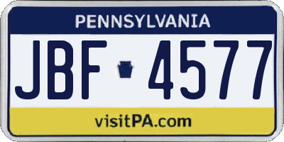 PA license plate JBF4577