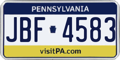 PA license plate JBF4583