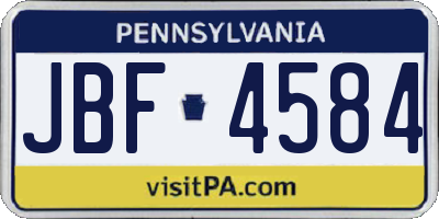 PA license plate JBF4584