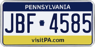 PA license plate JBF4585