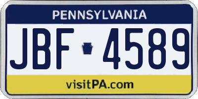 PA license plate JBF4589