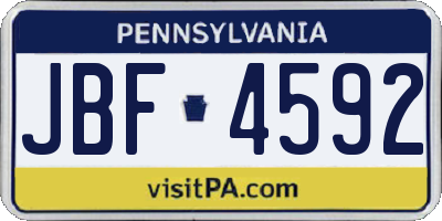 PA license plate JBF4592