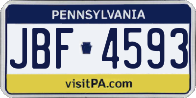 PA license plate JBF4593