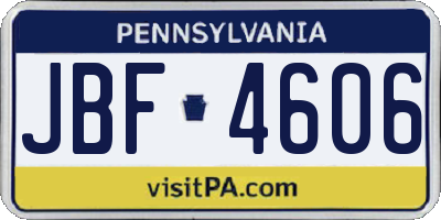 PA license plate JBF4606