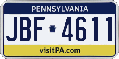 PA license plate JBF4611