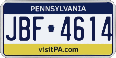 PA license plate JBF4614