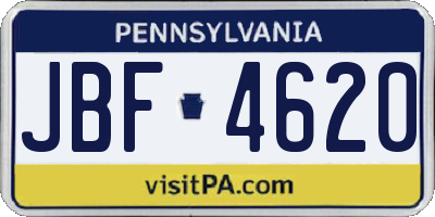 PA license plate JBF4620