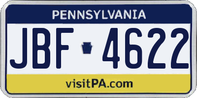 PA license plate JBF4622