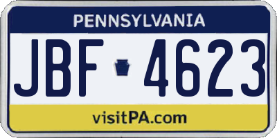 PA license plate JBF4623