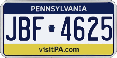 PA license plate JBF4625