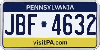 PA license plate JBF4632