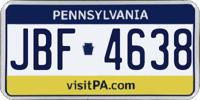 PA license plate JBF4638