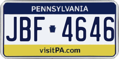 PA license plate JBF4646