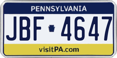 PA license plate JBF4647