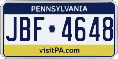 PA license plate JBF4648