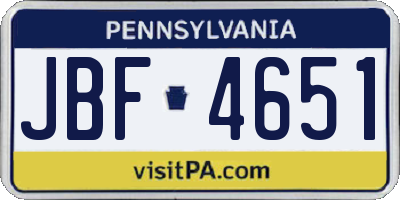 PA license plate JBF4651